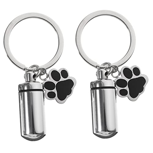 INOOMP 2個 ペット壷 ぶら下げ ペットの遺灰ペンダント 記念の飾り シリンダー火葬骨壷キーホルダー 犬の爪切り 鎖 ペットの灰ポット ペット灰入れ 犬の灰のためのペット骨壷 ステンレス鋼