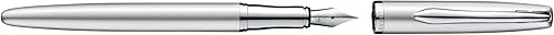 Miniatura 4 de Pelikan Jazz Noble 821735 - Pluma estilográfica plateada para usuarios diestros y zurdos, elegante pluma estilográfica de metal con punta M en caja
