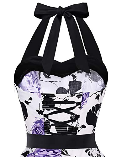 Image of DRESSTELLS Women's Vintage 1950s Cocktail Dress, Retro Tea Party Halter Swing Dresses