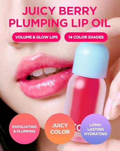 Image of TOCOBO Juicy Berry Plumping Lip Oil 02 Berry Brandy - Korean Vegan Hydrating Lip Oil with Plant Oils for High Shine Gloss - Non Sticky Formula for All Skin Tones, 0.12 fl.oz.