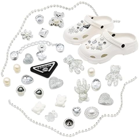 VEGCOO 29 Pcs Rhinestone Clog Shoe Charms Cover