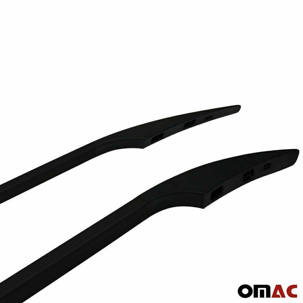 OMAC Barras de Techo Relingträger Compatible con VW T5 T6 Transporter Multivan Caravelle 2003-2024 L1 Kurzer Aluminio Negro 2tlg