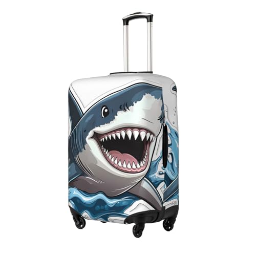 Shark In The Sea Elastic Travel Luggage Cover, Washable Spandex Suitcase Protector, Anti-Scratch Fits 18-32 Inch2