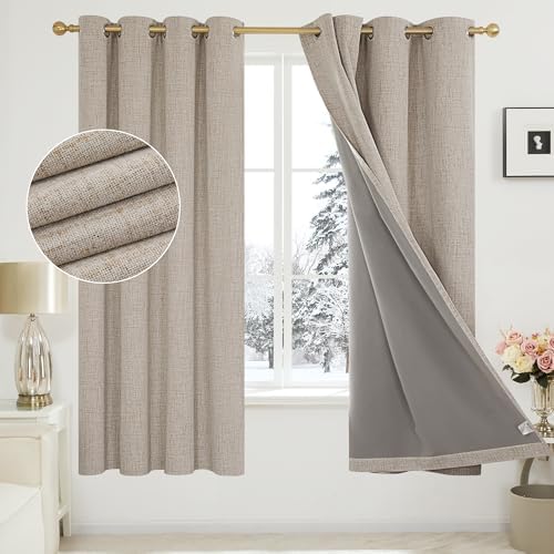Deconovo Total Blakcout Curtains Thermal Curtains, Faux Linen Curtains ...
