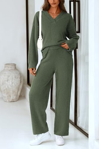 PRETTYGARDEN Lounge Sets for Women Two Piece Sweaters Pajama Set Fall Fashion 2025 Loungewear Outfits Matching Winter Clothes