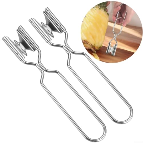 EAS Ananasschäler aus Edelstahl, 2 Stück, Obstschneider, Werkzeug für Ananasaugenschneider, Küchenhelfer mit ergonomischem V-förmigem Griff EAS Ananasschäler aus Edelstahl, 2 Stück, Obstschneider, Werkzeug für Ananasaugenschneider, Küchenhelfer mit ergonomischem V-förmigem Griff