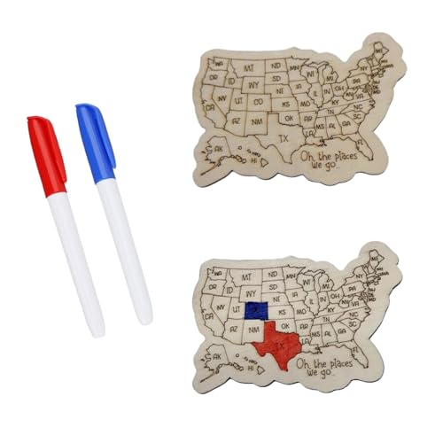 Imán decorativo para refrigerador USA Travel Map de madera miniatura 1