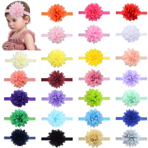 20 Pcs Chiffon Baby Girls Headbands,Baby Girls Headbands Elastic Baby Headbands Cute headbands for Baby Girls Kids Toddlers,Random Color