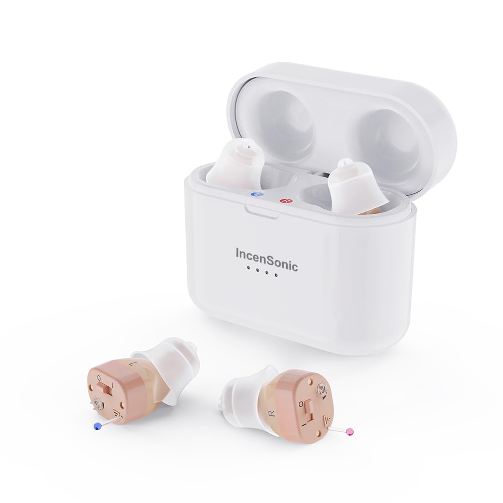 Hearing Amplifier Aids, Rechaegeable Hearing Aid, Noise Cancelling Ear Amplifier Mini Hearing Assistance Device for Mild to Moderate Hearing Loss with Charging Box