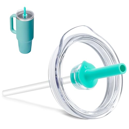 Bluwing Press-In Tumbler Lid for Hydro Flask 32 40oz Travel Tumblers, Replacement Tumbler Lid with Straw for Hydro Flask 32oz 40oz All Around Tumblers(Teal)