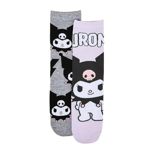R&B Womens 126-1-AW223-1 Kuromi Print Ankle Socks Pack of 2 Lilac Free Size