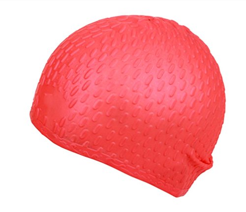 Bonnet de bain adulte grand format en silicone étanche pour piscine et mer orange