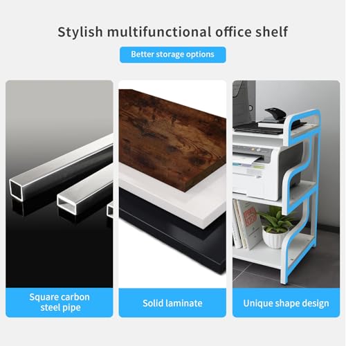Natwind 3-Tier Printer Stand with Wheels Movable Storage Cart Floor-Standing Multi-Purpose Shelf Rack for Media Player Scanner Files Books Microwave Oven in Kitchen Living Room Home Office (White) - Thumbnail 5