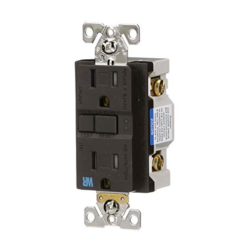 Eaton Gfci Self-Test 15A -125V Tamper & Weather Resistant Duplex Receptacle With Standard Size Wallplate, Brown #TOP1