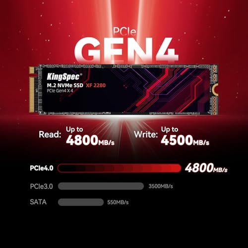 KingSpec 2TB M.2 SSD 2280 NVMe PCIe 4.0 x4, Incredible Read up to 5000MB/s, Internal M2 PCIe SSD Compatible with Gaming  - Additional View