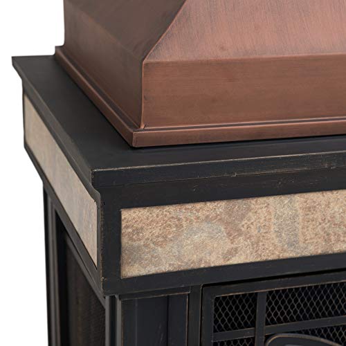Sunjoy A304001001 Smith Collection Slate Wood Burning Fireplace, Copper - Thumbnail 6