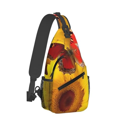 Bolso Cruzado Diagonal Mochila Sling Negra con Mariposas miniatura 2