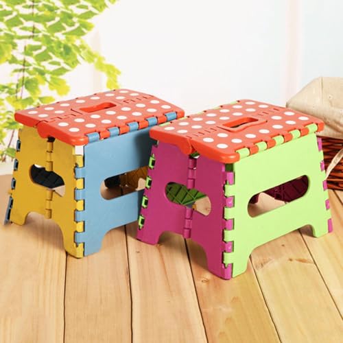 Evember Foldable Step Stool, 24x20x18cm Folding Step Stool, Plastices Footstep For Kids And Adults, Non-Slip Foldable Footstool Portable With Carrying Handle For Camping, Picnic, Fishing, Home