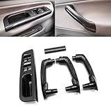 Goodithy 8PCS Window Lift Control Switch Cover Bezel Door Handles Grab Completes, Interior Door Pull Handle Assembly Trim Set Replacement for Volkswagon VW Bora Golf 4 MK4 Jetta (Carbon Fiber)