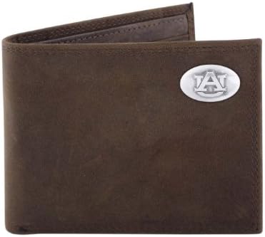 NCAA Auburn Tigers Light Brown Crazyhorse Leather Bifold Concho Wallet, One Size by ZEP-PRO
