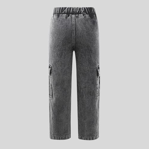 Baggy Cargo Jeans for Toddler Girls Elastic Waist Flap Pocket Star Y2k Straight Leg Pull On Denim Pants Kids 4-8 Y3