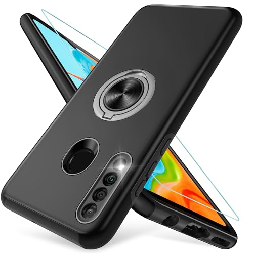 Pilaru Kompatibel mit Huawei P30 Lite Hülle, Eingebetteter 360° Drehbarer Ständer Schutzhülle Hülle Starke Stoßfestigkeit Handyhülle Huawei P30 Lite-Schwarz