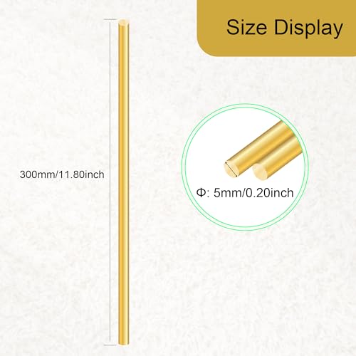 Messingstab 5mm x 300mm, LAVMHAB Messing Massiver Runde Stab für DIY Bastel (2 Stück)