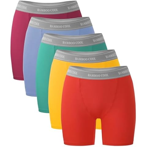 BAMBOO COOL Womens Boxer Briefs Boy Shorts Soft Stretch Panties for Women, 5-Pack Cover