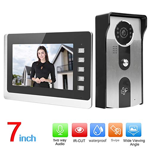 Campainha de vídeo de 7 polegadas 90°, campainha inteligente wi-fi com registro de vistor, campainha