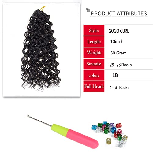 Gogo Curl Crochet Hair For Black Women Short Beach Curl Crochet Hair Bohemian Crochet Braids Natural Black Deep Wave Braiding Hair Extensions (10Inch,5Packs,1B) #TOP2