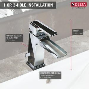 Miniatura 2 de Delta Faucet Ara - Grifo de baño negro mate, grifo de baño de un solo agujero, grifo de cascada, ensamblaje de drenaje de metal, negro mate