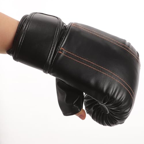 Guantes de boxeo semidesnudos de PU negro resistente para sparring 7