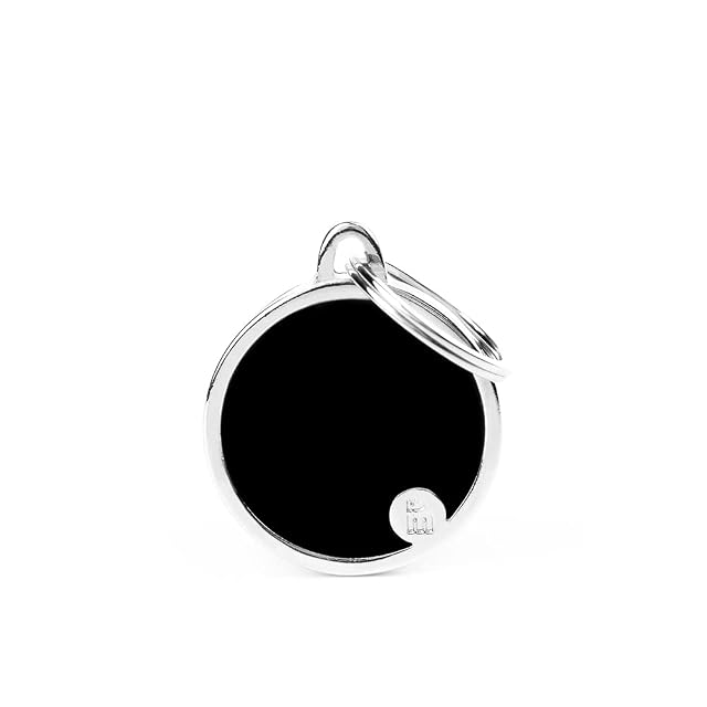 My Family Placa de Identificación personalizado para perro Made in Italy, círculo negro