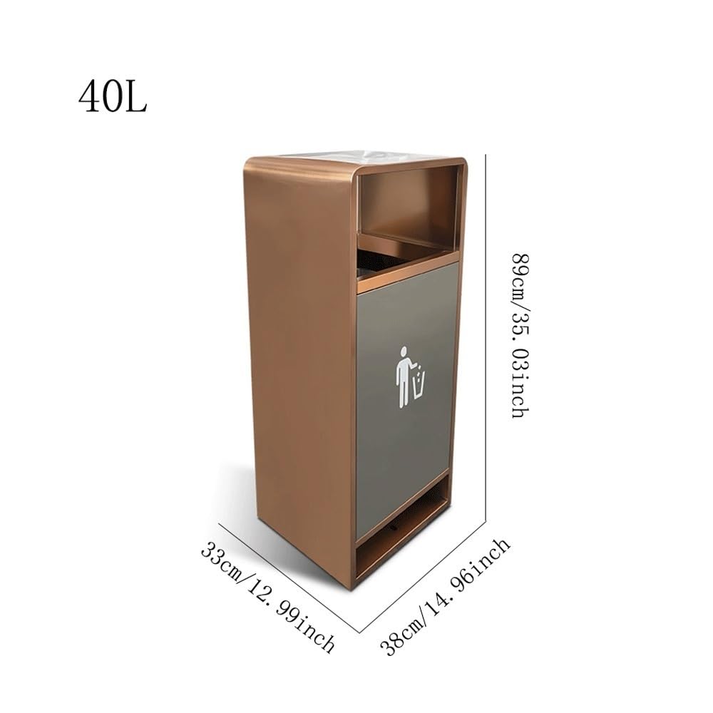 Grande contenitore per rifiuti Cestino gettacarte for interni/esterni Cestino gettacarte quadrato grande in metallo con apertura laterale, Cestino gettacarte commerciale moderno con posacenere Patio