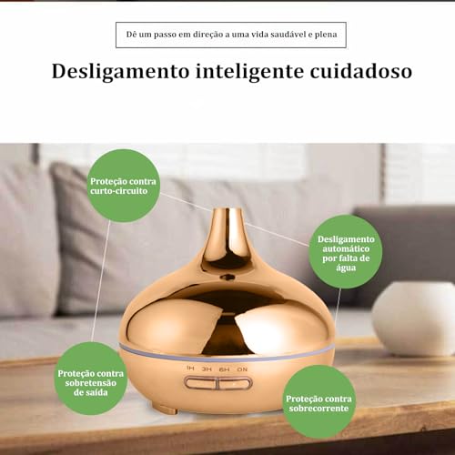 Umidificador de ar ultrassônico de 500ml com difusor de óleo essencial, temporizador de até 6 horas,