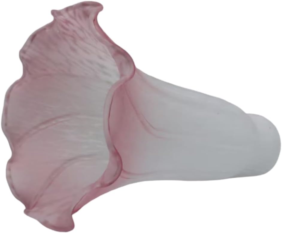 Lily flower tulip glass lampshade, replacement of vintage glass lampshades for table lamps, pendant lamps, wall lamps, and floor lamps.Opening l.D. 1.26'xO.D. 1.5 (White powder)