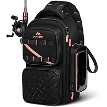 MATEIN Fishing Sling Bag with Lure Rod Holder & Phone Pouch, Waterproof 3600 Tackle box Backpack with Removable Bait Binder