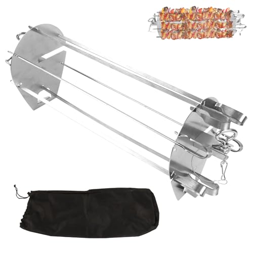 Grill Rotisserie Accessories for Weber Crafted Rotisserie Skewers, Shish Kebab Skewer Set w/Carry Bag for Weber Genesis,Spirit,Summit Gas Grill, 7675 Rotisserie Skewer for Most Grills,Stainless Steel