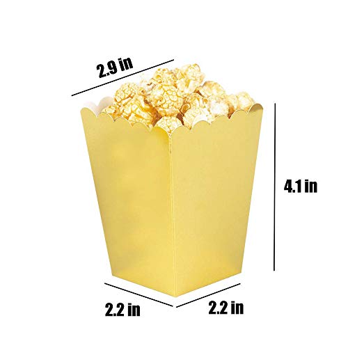 Image of Gold Popcorn Boxes Mini Pack of 24, Paper Popcorn Container for Birthday Party, Graduation, Wedding, Carnival, Movie Night