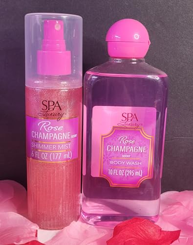SPA Luxury Rose Champagne Scented Body Wash and Shimmer Mist, 2 Piece Set, 10 FL OZ Body Wash, 6 FL OZ Shimmer Mist image 2