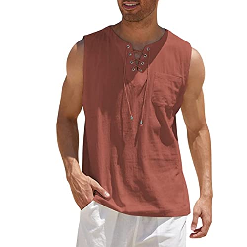 Camisa de playa sin mangas en tejido de lino transpirable para vacaciones de verano