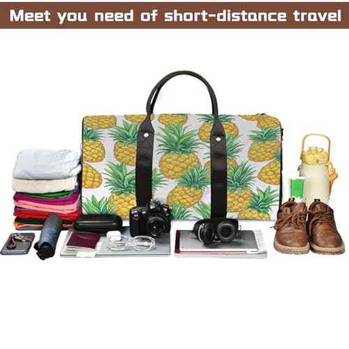 Summer Fruit Pineapples Travel Duffel Bag Sports Tote Gym Bag Waterproof Tear-Resistant Carry On Overnight Bag Foldable Weekender Bag for Gym Travel Getaway Beach Sports4