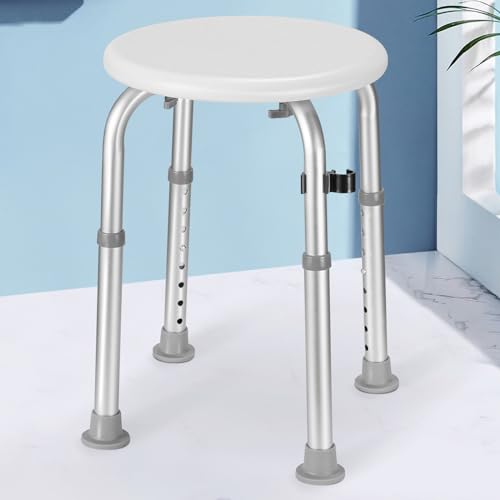 Adjustable Shower Chair Bathtub Stool Seat w/Anti-Slip Rubber, Adjustable Lightweight for Seniors, Disabled, Handicap, Tool-Free Assembly, Grey