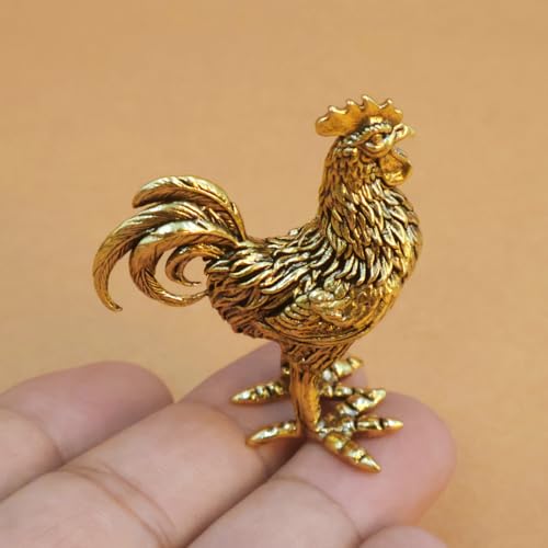 Estatua de gallo de latón para decoración de escritorio miniatura 5