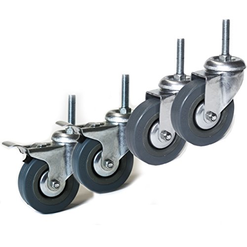 Lenkrolle 75mm mit Gewinde M10x40mm Set Möbelrollen 2x mit und 2x ohne Bremse Cover