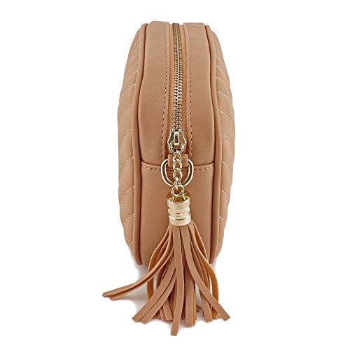 Image of Simple Shoulder Crossbody Bag With Metal Chain Strap And Tassel Top Zipper