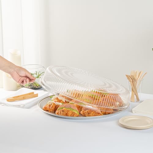 Restaurantware-LIDS ONLY: Foil Lux Round Lids For 18 Inch Food Trays, 10 Dome Shape Clear Covers - Catering Trays Sold Separately, Disposable, Clear Plastic Container Covers, Heavy-Duty, For Parties by Restaurantware - Image 5