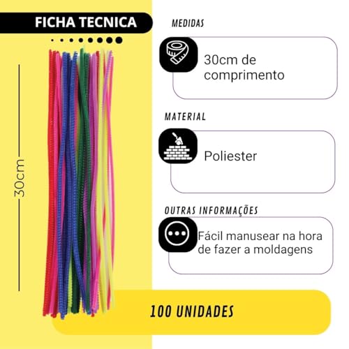 100 Hastes Coloridas para Cabelo Maluco Flexíveis Penteado Infantil
