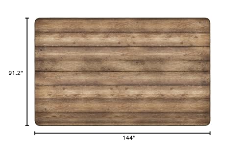 Rustic Wood Industrial Chic Classroom Area Rug, Brown, 7'6" x 12'