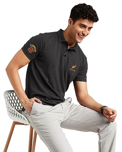 Image of EYEBOGLER Regular Fit Mens Polo Neck Half Sleeve Soild Casual Tshirt